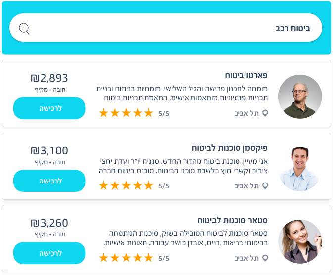 דוגמה להשוואת הצעות ביטוח